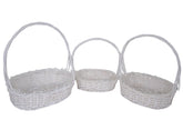 Set 3 Cosuri din Rachita Forma Ovala Alb